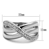 3W1071 - Brass Ring Rhodium Women AAA Grade CZ Clear