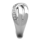 3W1071 - Brass Ring Rhodium Women AAA Grade CZ Clear