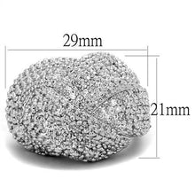 3W1078 - Brass Ring Rhodium Women AAA Grade CZ Clear