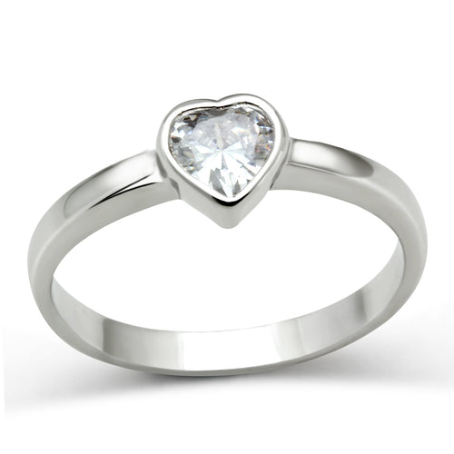 3W107 - Brass Ring Rhodium Women AAA Grade CZ Clear