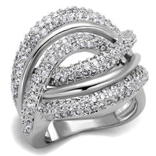 3W1081 - Brass Ring Rhodium Women AAA Grade CZ Clear