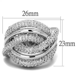 3W1081 - Brass Ring Rhodium Women AAA Grade CZ Clear
