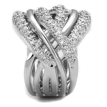 3W1081 - Brass Ring Rhodium Women AAA Grade CZ Clear