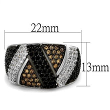 3W1088 - Brass Ring Rhodium + Ruthenium Women AAA Grade CZ Multi Color