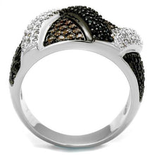 3W1088 - Brass Ring Rhodium + Ruthenium Women AAA Grade CZ Multi Color