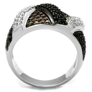 3W1088 - Brass Ring Rhodium + Ruthenium Women AAA Grade CZ Multi Color
