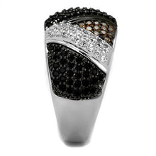 3W1088 - Brass Ring Rhodium + Ruthenium Women AAA Grade CZ Multi Color