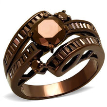 3W1106 - Brass Ring IP Coffee light Women AAA Grade CZ Light Coffee