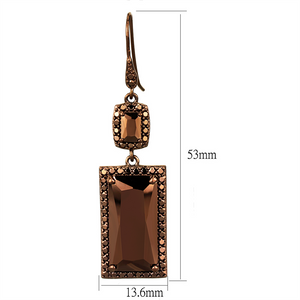 3W1113 - IP Coffee light Brass Earrings with AAA Grade CZ  in Light Coffee