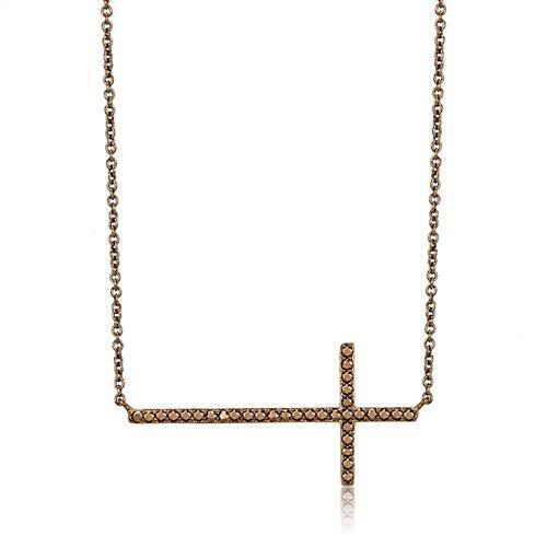 3W1131 - Brass Chain Pendant IP Coffee light Women AAA Grade CZ Light Coffee