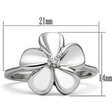 3W113 - Rhodium Brass Ring with AAA Grade CZ  in Clear