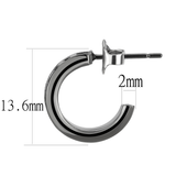 3W1141 - Brass Earrings IP Light Black  (IP Gun) Women Top Grade Crystal Light Gray