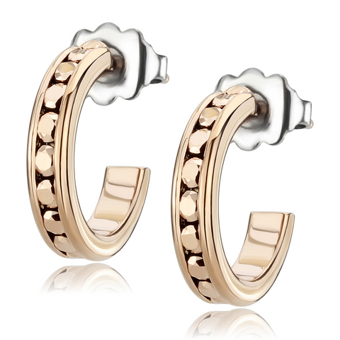 3W1142 - Brass Earrings IP Rose Gold(Ion Plating) Women Top Grade Crystal Metallic Light Gold