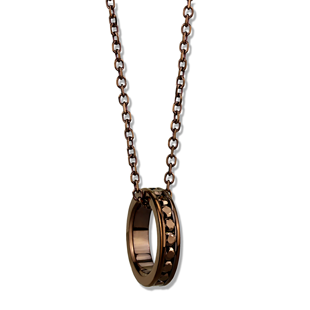 3W1143 - Brass Chain Pendant IP Coffee light Women Top Grade Crystal Light Coffee