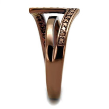 3W1162 - Brass Ring IP Coffee light Women AAA Grade CZ Light Coffee