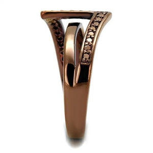3W1162 - Brass Ring IP Coffee light Women AAA Grade CZ Light Coffee
