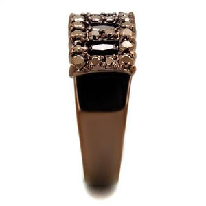 3W1163 - Brass Ring IP Coffee light Women AAA Grade CZ Light Coffee