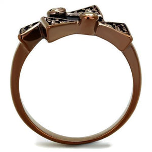3W1171 - Brass Ring IP Coffee light Women AAA Grade CZ Light Coffee