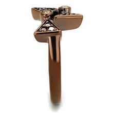 3W1171 - Brass Ring IP Coffee light Women AAA Grade CZ Light Coffee