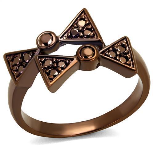 3W1171 - Brass Ring IP Coffee light Women AAA Grade CZ Light Coffee