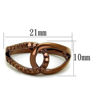 3W1176 - Brass Ring IP Coffee light Women AAA Grade CZ Light Coffee