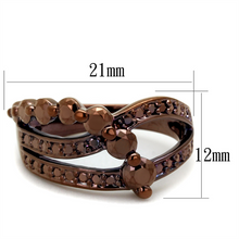 3W1182 - Brass Ring IP Coffee light Women AAA Grade CZ Light Coffee