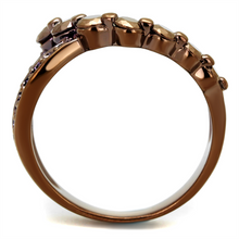 3W1182 - Brass Ring IP Coffee light Women AAA Grade CZ Light Coffee