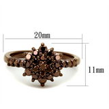 3W1188 - Brass Ring IP Coffee light Women AAA Grade CZ Light Coffee