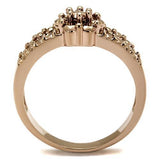 3W1192 - Brass Ring IP Rose Gold(Ion Plating) Women AAA Grade CZ Metallic Light Gold