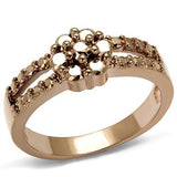 3W1192 - Brass Ring IP Rose Gold(Ion Plating) Women AAA Grade CZ Metallic Light Gold