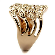 3W1196 - Brass Ring IP Rose Gold(Ion Plating) Women AAA Grade CZ Metallic Light Gold