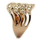 3W1196 - Brass Ring IP Rose Gold(Ion Plating) Women AAA Grade CZ Metallic Light Gold
