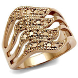 3W1196 - Brass Ring IP Rose Gold(Ion Plating) Women AAA Grade CZ Metallic Light Gold