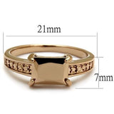 3W1197 - Brass Ring IP Rose Gold(Ion Plating) Women AAA Grade CZ Metallic Light Gold