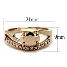 3W1198 - Brass Ring IP Rose Gold(Ion Plating) Women AAA Grade CZ Metallic Light Gold
