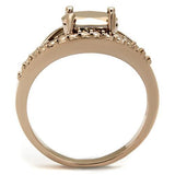 3W1198 - Brass Ring IP Rose Gold(Ion Plating) Women AAA Grade CZ Metallic Light Gold