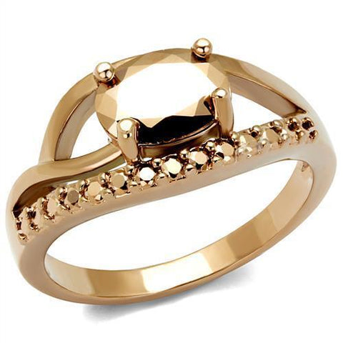3W1198 - Brass Ring IP Rose Gold(Ion Plating) Women AAA Grade CZ Metallic Light Gold