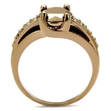 3W1199 - Brass Ring IP Rose Gold(Ion Plating) Women AAA Grade CZ Metallic Light Gold