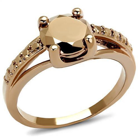 3W1199 - Brass Ring IP Rose Gold(Ion Plating) Women AAA Grade CZ Metallic Light Gold