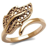 3W1200 - Brass Ring IP Rose Gold(Ion Plating) Women AAA Grade CZ Metallic Light Gold