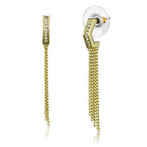 3W1204 - Gold Brass Earrings with Top Grade Crystal  in Clear