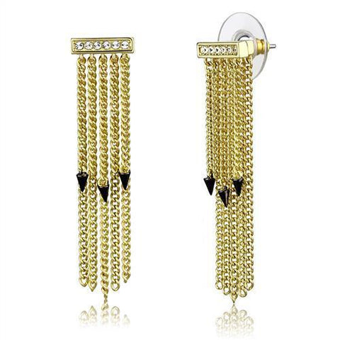 3W1205 - Brass Earrings Gold+Ruthenium Women Top Grade Crystal Clear