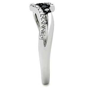 3W122 - Brass Ring Rhodium + Ruthenium Women AAA Grade CZ Jet