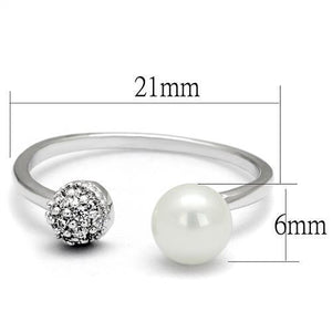 3W1230 - Brass Ring Rhodium Women Synthetic White