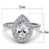 3W1242 - Brass Ring Rhodium Women AAA Grade CZ Clear