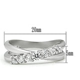 3W124 - Brass Ring Rhodium Women AAA Grade CZ Clear