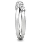 3W124 - Brass Ring Rhodium Women AAA Grade CZ Clear