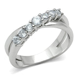 3W124 - Brass Ring Rhodium Women AAA Grade CZ Clear