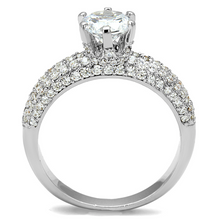 3W1253 - Brass Ring Rhodium Women AAA Grade CZ Clear