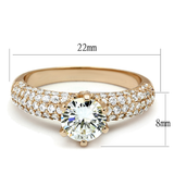 3W1254 - Brass Ring Rose Gold Women AAA Grade CZ Clear